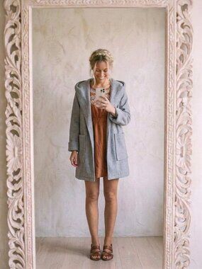 A New Day Gray Hooded Belted Coat S